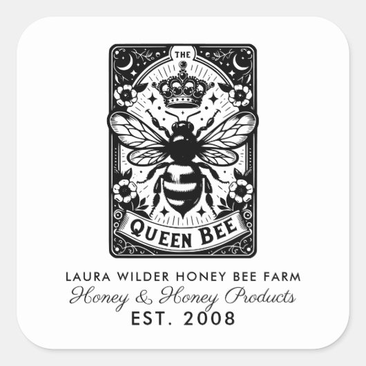 Tarot Bee Theme Honey Bee Apiary Farm Beekeeper Quadratischer Aufkleber (Vorderseite)