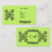 TAROT Black Green Celtic Zeichnend Gemstone Monogr Visitenkarte (Vorne/Hinten)