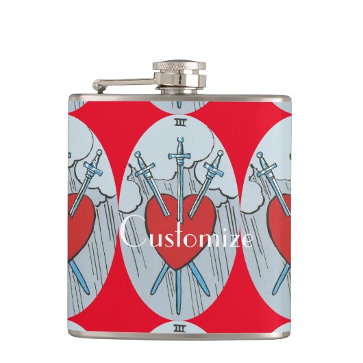 Tarot Card 3 Schwerter Thunder_Cove Flachmann (Vorderseite)