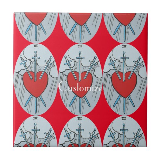 Tarot Card 3 Schwerter Thunder_Cove Fliese (Vorderseite)