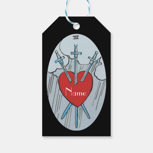 Tarot Card 3 Schwerter Thunder_Cove Geschenkanhänger (Rückseite)