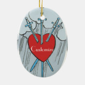 Tarot Card 3 Schwerter Thunder_Cove Keramik Ornament (Hinten)