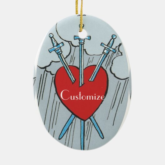 Tarot Card 3 Schwerter Thunder_Cove Keramik Ornament (Hinten)