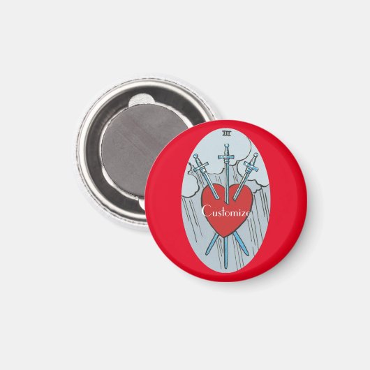 Tarot Card 3 Schwerter Thunder_Cove Magnet (Vorderseite/Rückseite)