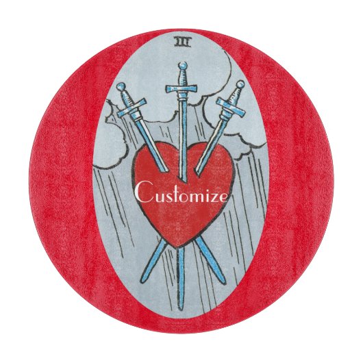 Tarot Card 3 Schwerter Thunder_Cove  Schneidebrett (Vorderseite)