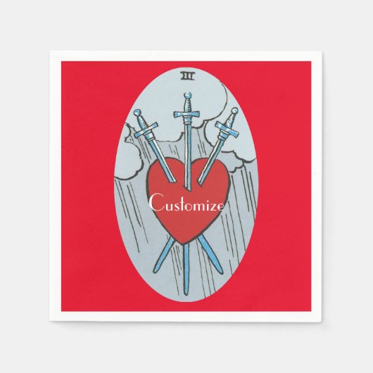 Tarot Card 3 Schwerter Thunder_Cove Serviette (Vorderseite)
