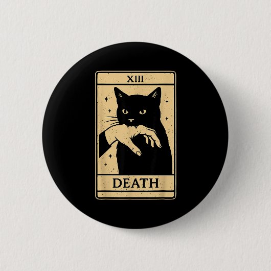 Tarot Card Black Cat Occult Witchy Black Cat Tarot Button (Vorderseite)