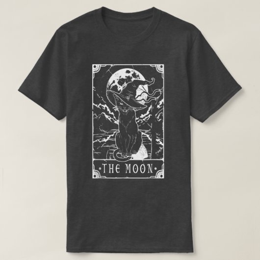 Tarot Card Crescent Moon And Black Cat Witch Hat H T-Shirt (Design vorne)