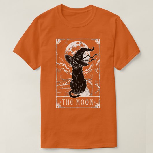 Tarot Card Crescent Moon And Black Cat Witch Hat H T-Shirt (Design vorne)