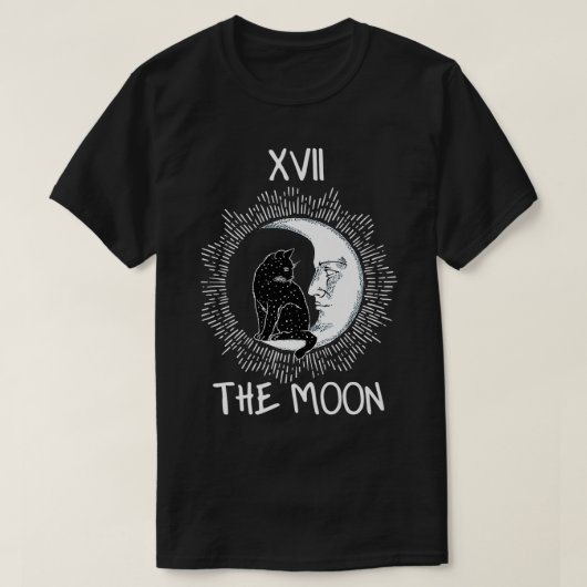 Tarot Card Crescent Moon and Cat Graphic jersey T-Shirt (Design vorne)