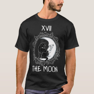 Tarot Card Crescent Moon and Cat Graphic jersey T-Shirt