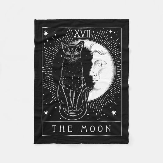 Tarot Card Crescent Moon und Cat Graphic Fleecedecke (Vorderseite)
