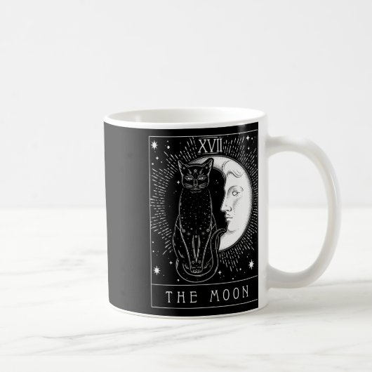 Tarot Card Crescent Moon und Cat Graphic Kaffeetasse (Rechts)