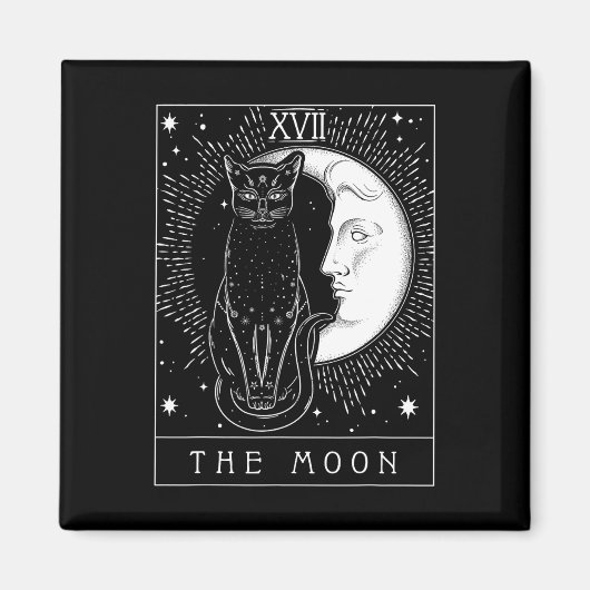 Tarot Card Crescent Moon und Cat Graphic Magnet (Vorne)