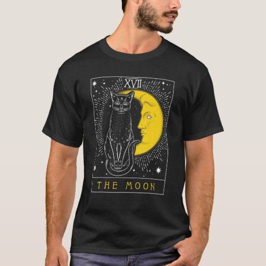 Tarot Card Crescent Moon und Cat Graphic T-Shirt (Vorderseite)