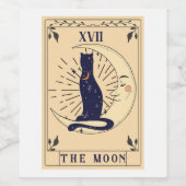 Tarot Card Crescent Moon und Cat Graphic Weinetikett (Einzelnes Label)