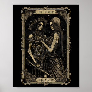 Tarot Card Das Liebesskelett Goth Skull Hallowee Poster