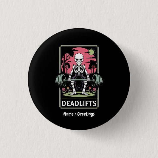 Tarot Card Deadlifts Funny Skeletout Workout Desig Button (Vorderseite)