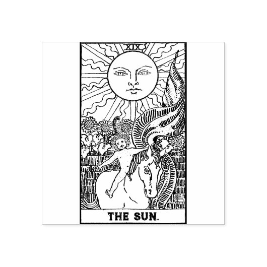Tarot Card: Die Sonne: Personalisierter Text Gummistempel (Prägung)