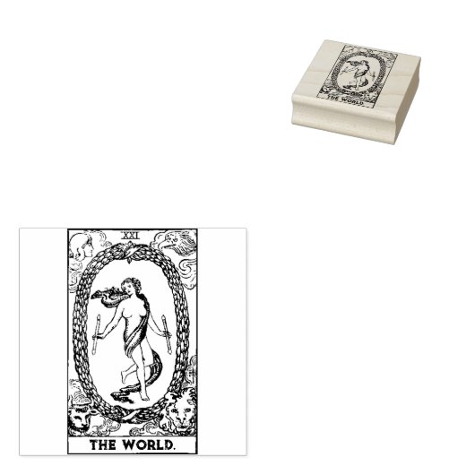 Tarot Card: Die Welt: Personalisierter Text Gummistempel (Stempel)