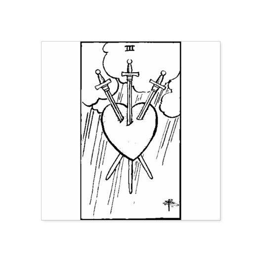 Tarot Card: Drei Schwerter: 3 Schwerter Gummistempel (Prägung)