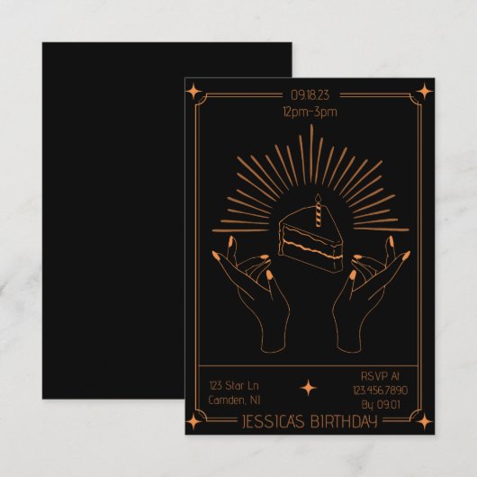 Tarot Card Einladung Geburtstagsparty (Vorne/Hinten)