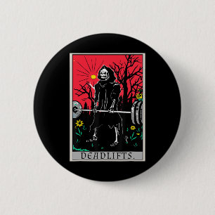 Tarot Card Funny Gym Deadlifts Workout Deadlift -  Button
