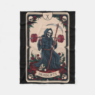 Tarot Card Grim Sensenmann Deadlifts Workout Gym O Fleecedecke