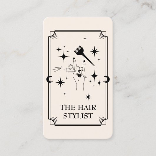 Tarot Card Hair Stylist Celestial Business Card Visitenkarte (Vorderseite)