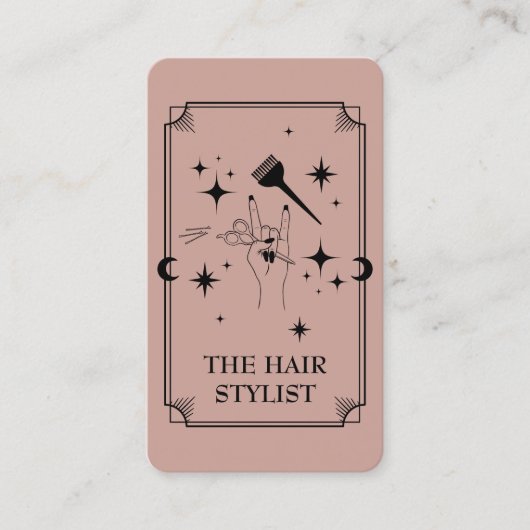 Tarot Card Hair Stylist Celestial Business Card Visitenkarte (Vorderseite)