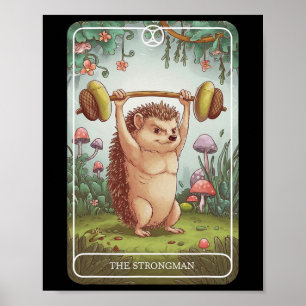Tarot Card Igel Strongman Lifting Workout Gym Poster