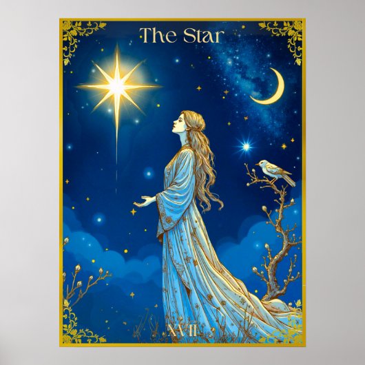 Tarot Card Illustration, Der Star Poster (Vorne)