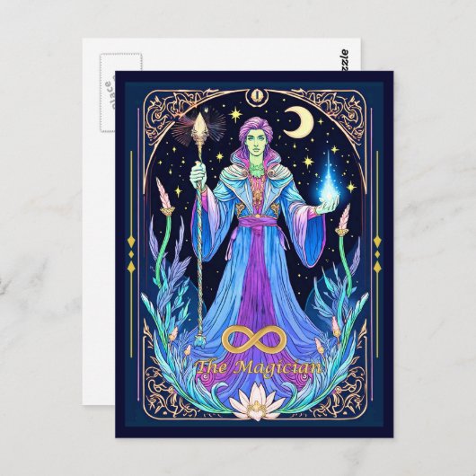 Tarot Card Illustration, Der Zauberer Postkarte (Vorne/Hinten)