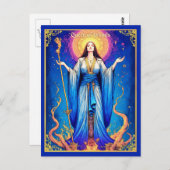 Tarot Card Illustration, Queen of Wands Postkarte (Vorne/Hinten)