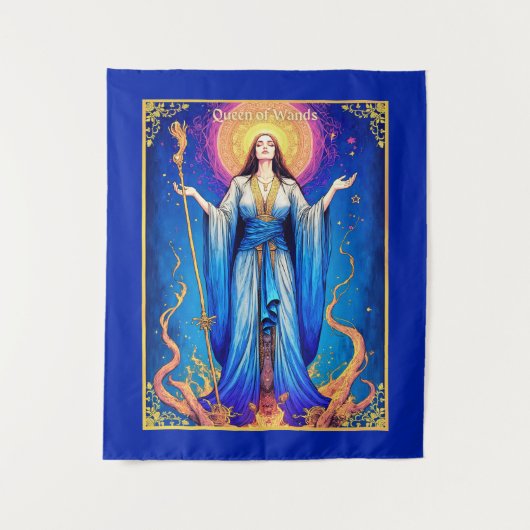 Tarot Card Illustration, Queen of Wands Wandteppich (Vorderseite)