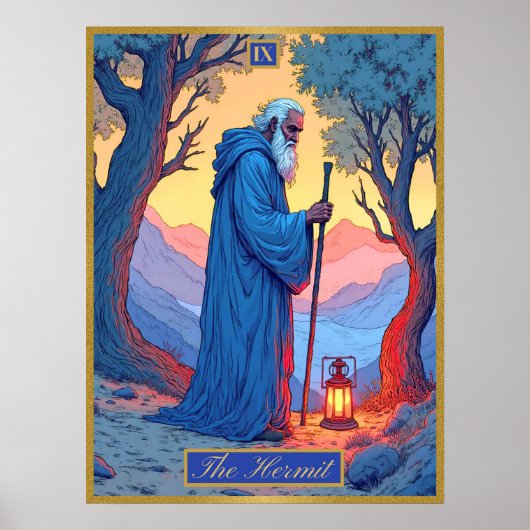 Tarot Card Illustration, The Hermit Poster (Vorne)