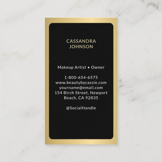 Tarot Card Makeup Friseur Ästhetik Schwarz Visitenkarte (Rückseite)