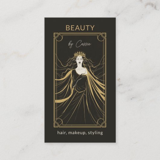 Tarot Card Makeup Haar Stylist Ästhetiker Schwarz Visitenkarte (Vorderseite)
