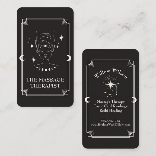 Tarot Card Massage Therapeutin Visitenkarte (Vorne/Hinten)
