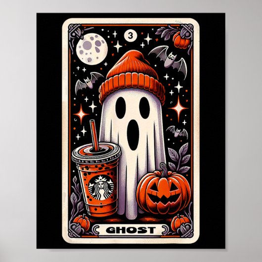 Tarot Card Niedlich Ghost Spooky Saison Kürbislate Poster (Vorne)