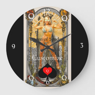 Tarot Card Queen of Spades Thunder_Cove Große Wanduhr
