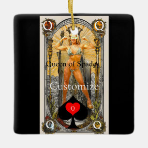 Tarot Card Queen of Spades Thunder_Cove Keramikornament