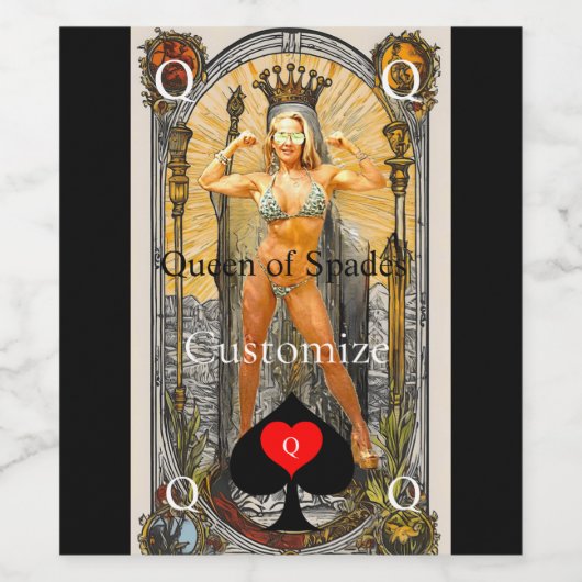Tarot Card Queen of Spades Thunder_Cove Weinetikett (Einzelnes Label)