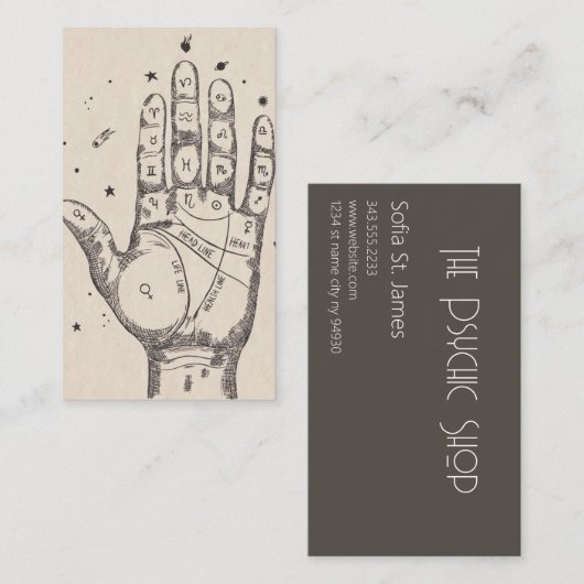 Tarot Card Reader Psychische Palme Lesen Visitenkarte (Vorne/Hinten)