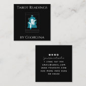 Tarot Card Readings Mystical Hexchy Black & White Quadratische Visitenkarte (Vorne/Hinten)