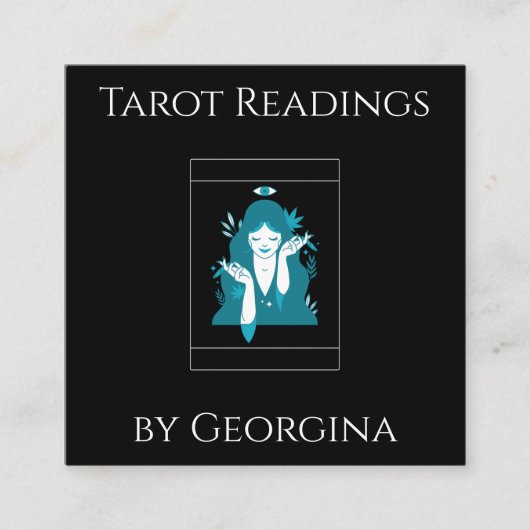Tarot Card Readings Mystical Hexchy Black & White Quadratische Visitenkarte (Vorderseite)
