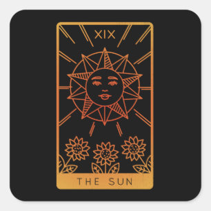Tarot-Card-Shirts für Frauen besetzen das Sun-Tar Quadratischer Aufkleber