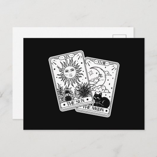 Tarot Card Sin and Moon, Katze Postkarte (Vorne/Hinten)