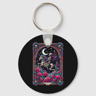 Tarot Card Skelett Farbenfrohe Blumenzwiebeln Hals Schlüsselanhänger