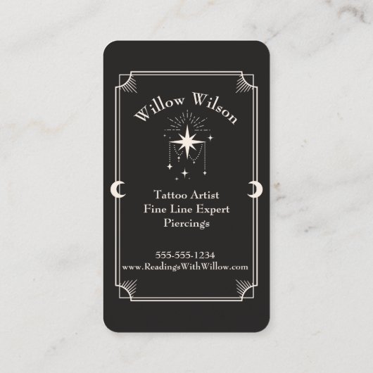 Tarot Card Tattoo Artist Celestist Business Card Visitenkarte (Rückseite)